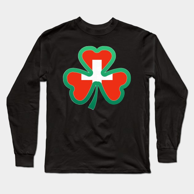 Swiss Flag for st patricks day, Irish Shamrock Long Sleeve T-Shirt by Myteeshirts